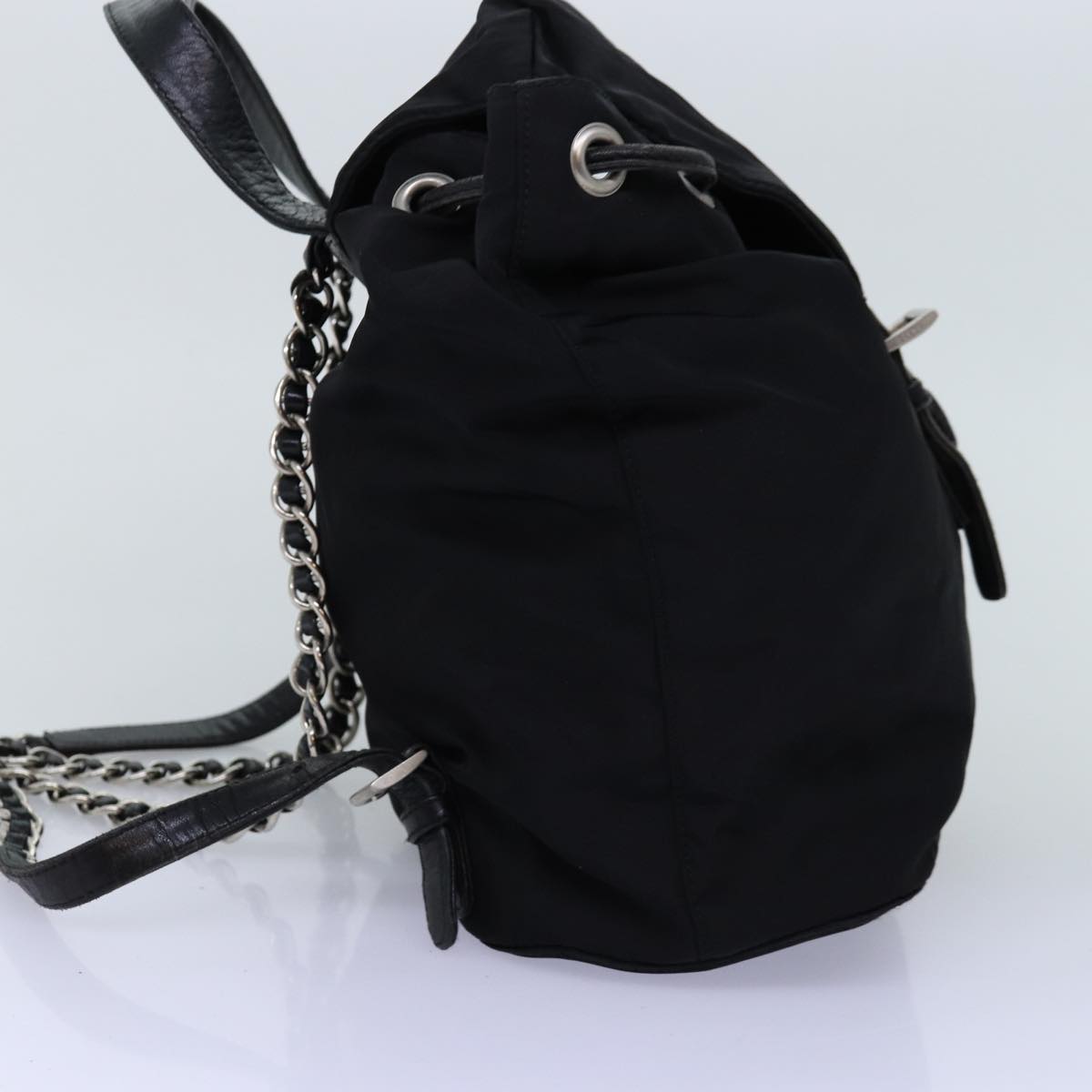 PRADA Chain Backpack Nylon Black 71499