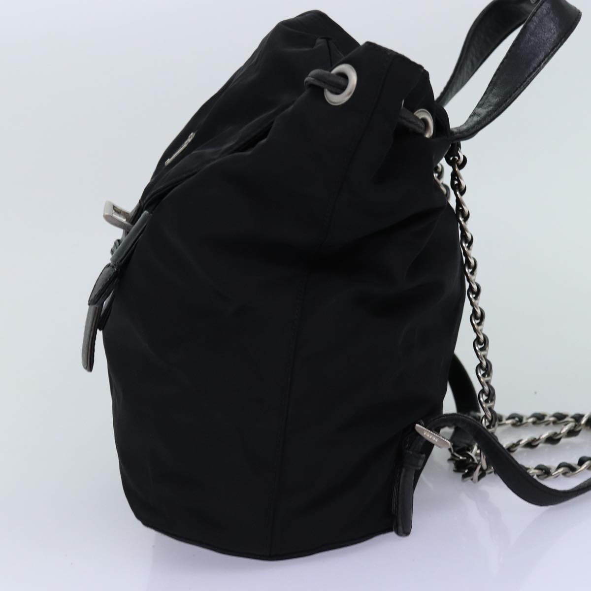 PRADA Chain Backpack Nylon Black 71499