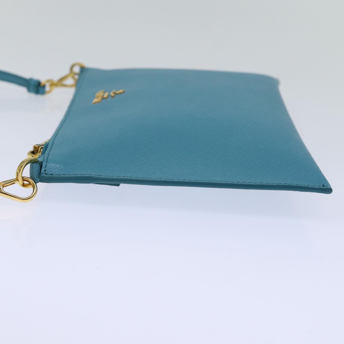 PRADA Accessory Pouch Safiano leather Blue 71575A