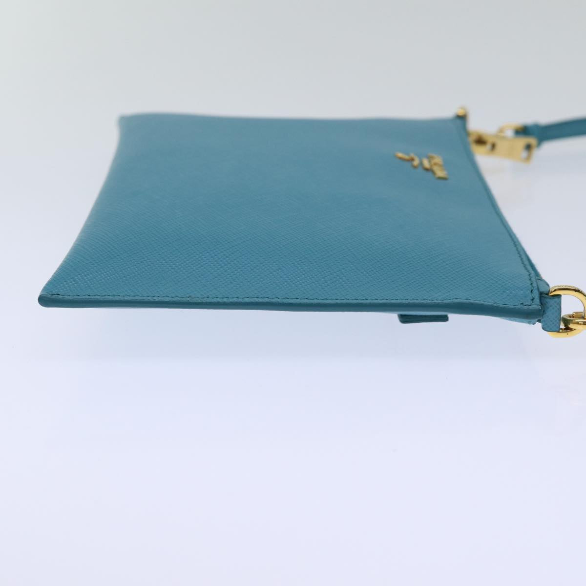 PRADA Accessory Pouch Safiano leather Blue 71575A