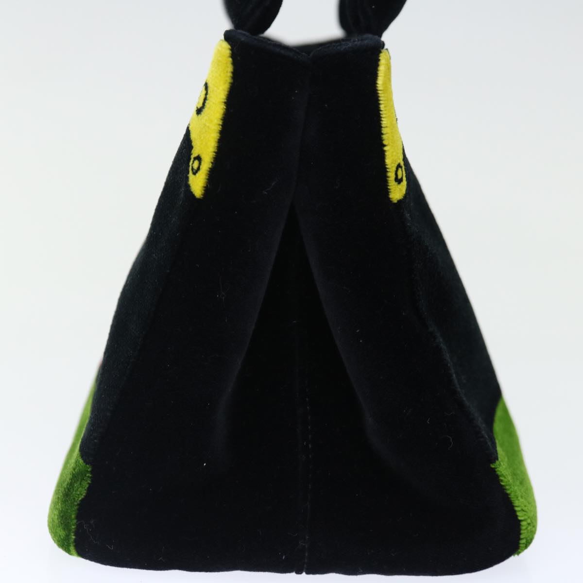 PRADA Hand Bag Velor Black Green Red 71639A