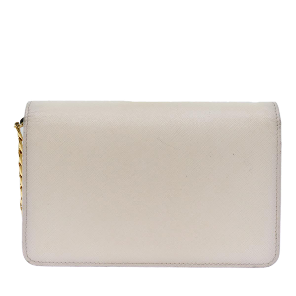 PRADA Chain Shoulder Bag Safiano leather White 71652A