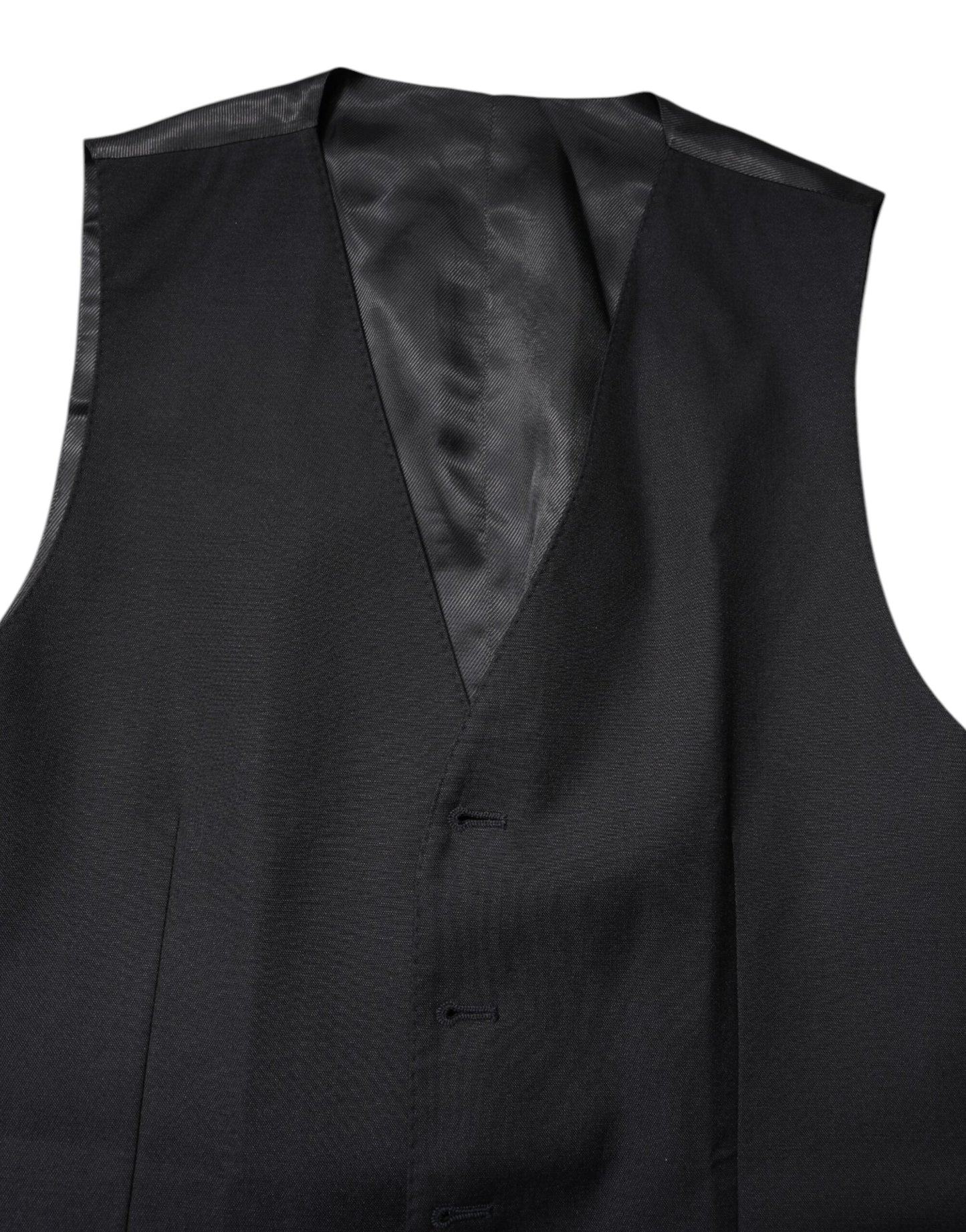 Dolce & Gabbana Black Wool Waistcoat Dress Formal Men's Vest