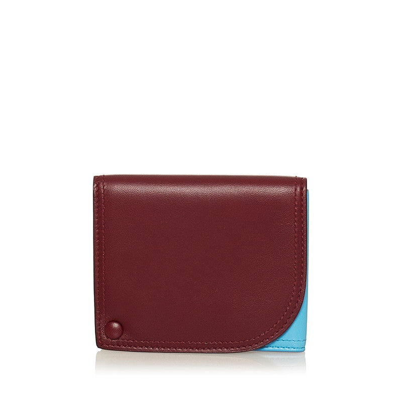 Bottega Veneta Cardcase Leather Wine Red Light Blue Unisex Paris