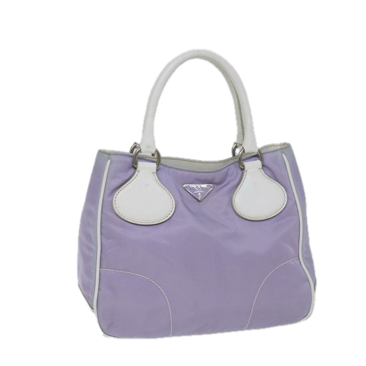 PRADA Hand Bag Nylon Purple White 71847