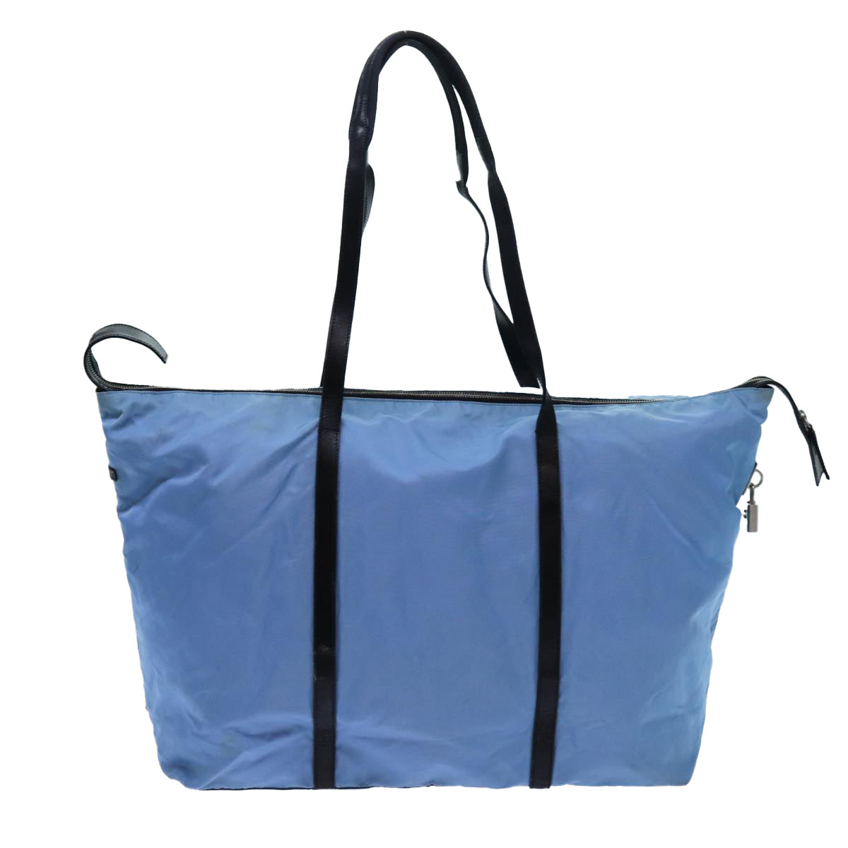 PRADA Boston Bag Nylon Light Blue Black 71856