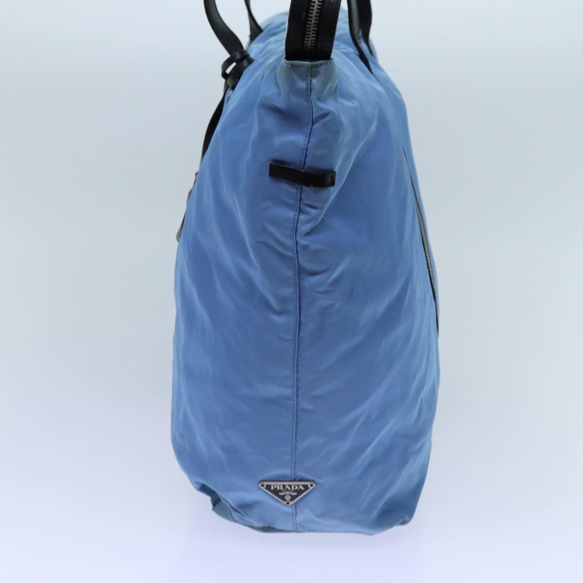 PRADA Boston Bag Nylon Light Blue Black 71856