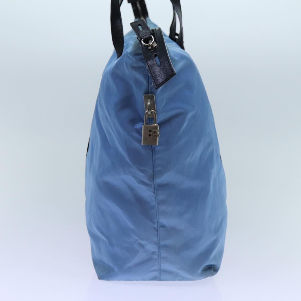 PRADA Boston Bag Nylon Light Blue Black 71856