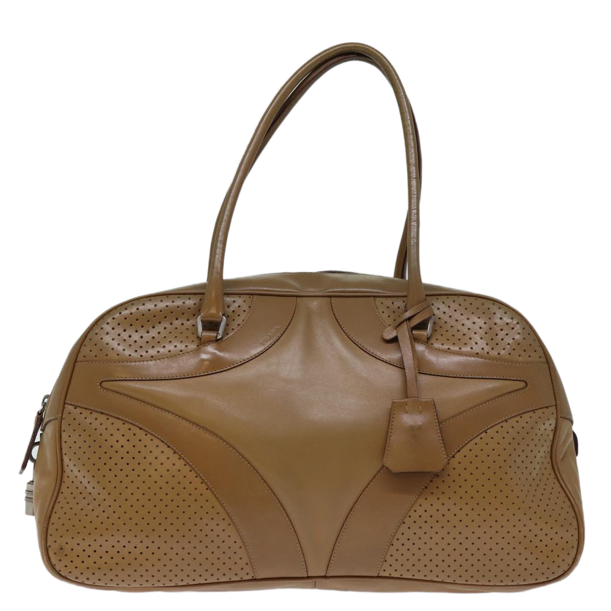 PRADA Shoulder Bag Leather Beige 71863