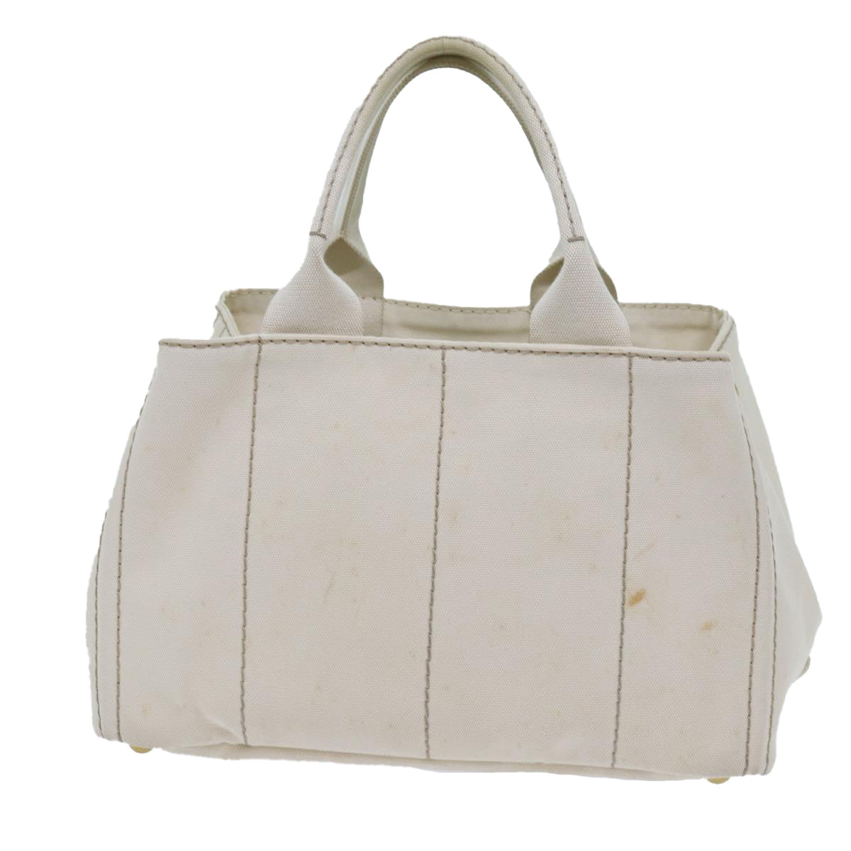 PRADA Canapa MM Hand Bag Canvas White 71877