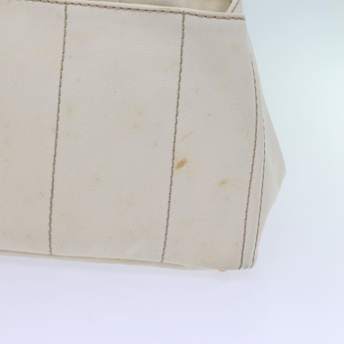 PRADA Canapa MM Hand Bag Canvas White 71877