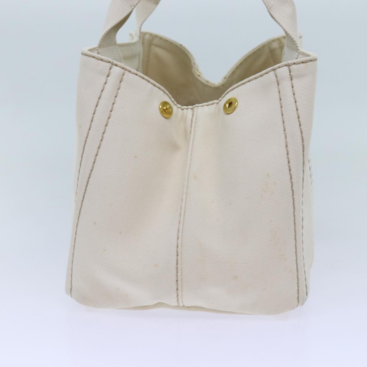PRADA Canapa MM Hand Bag Canvas White 71877