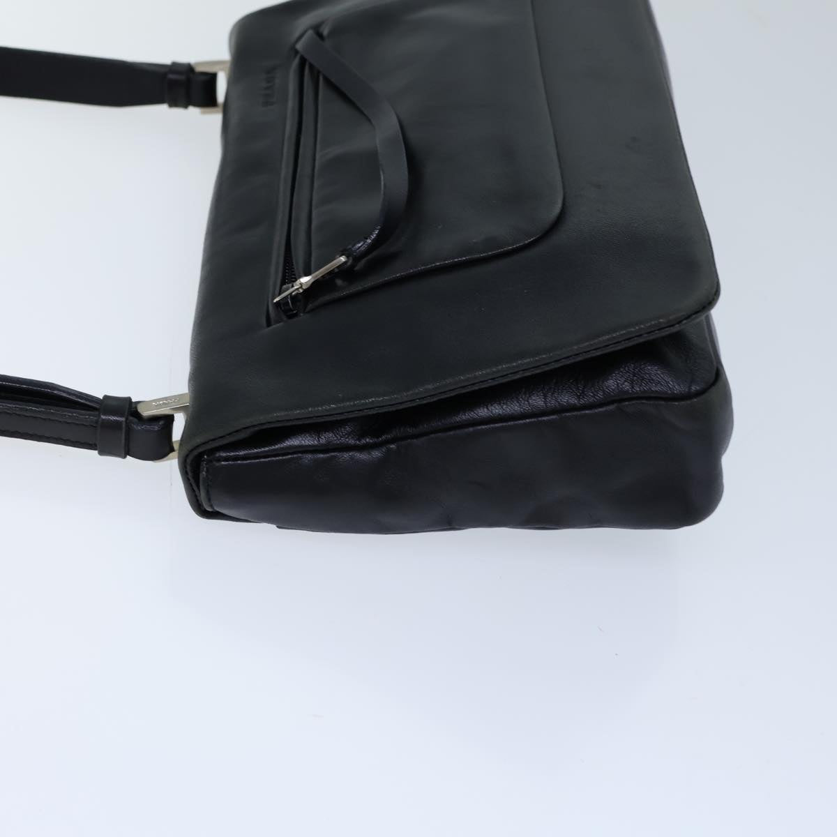 PRADA Shoulder Bag Leather Black 71914