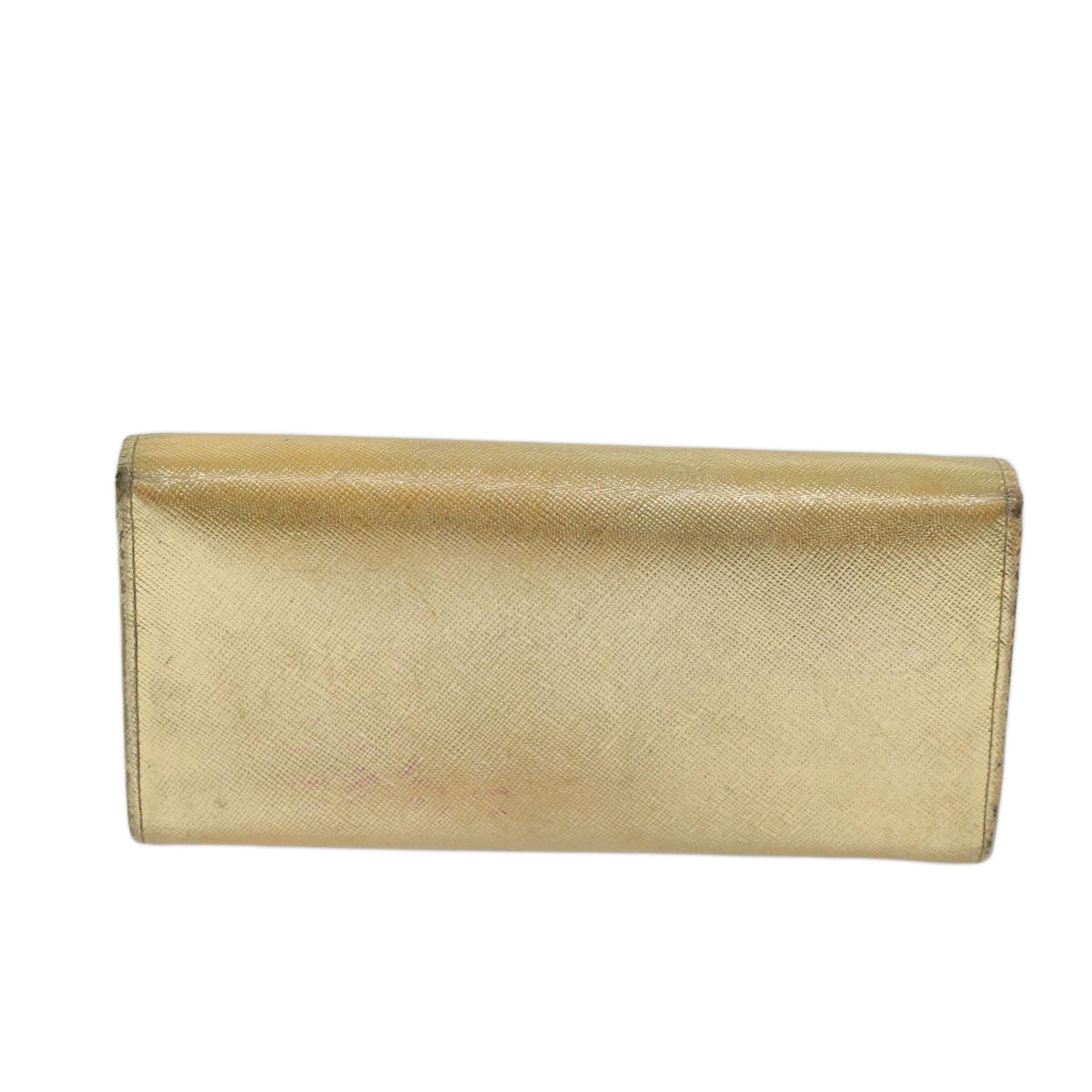 PRADA Safiano leather Long Wallet Gold Tone 72010