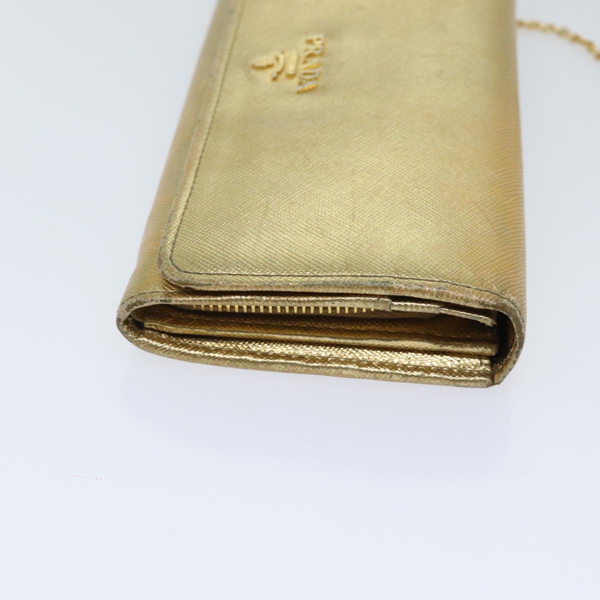 PRADA Safiano leather Long Wallet Gold Tone 72010