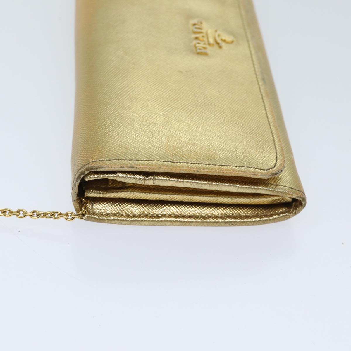 PRADA Safiano leather Long Wallet Gold Tone 72010