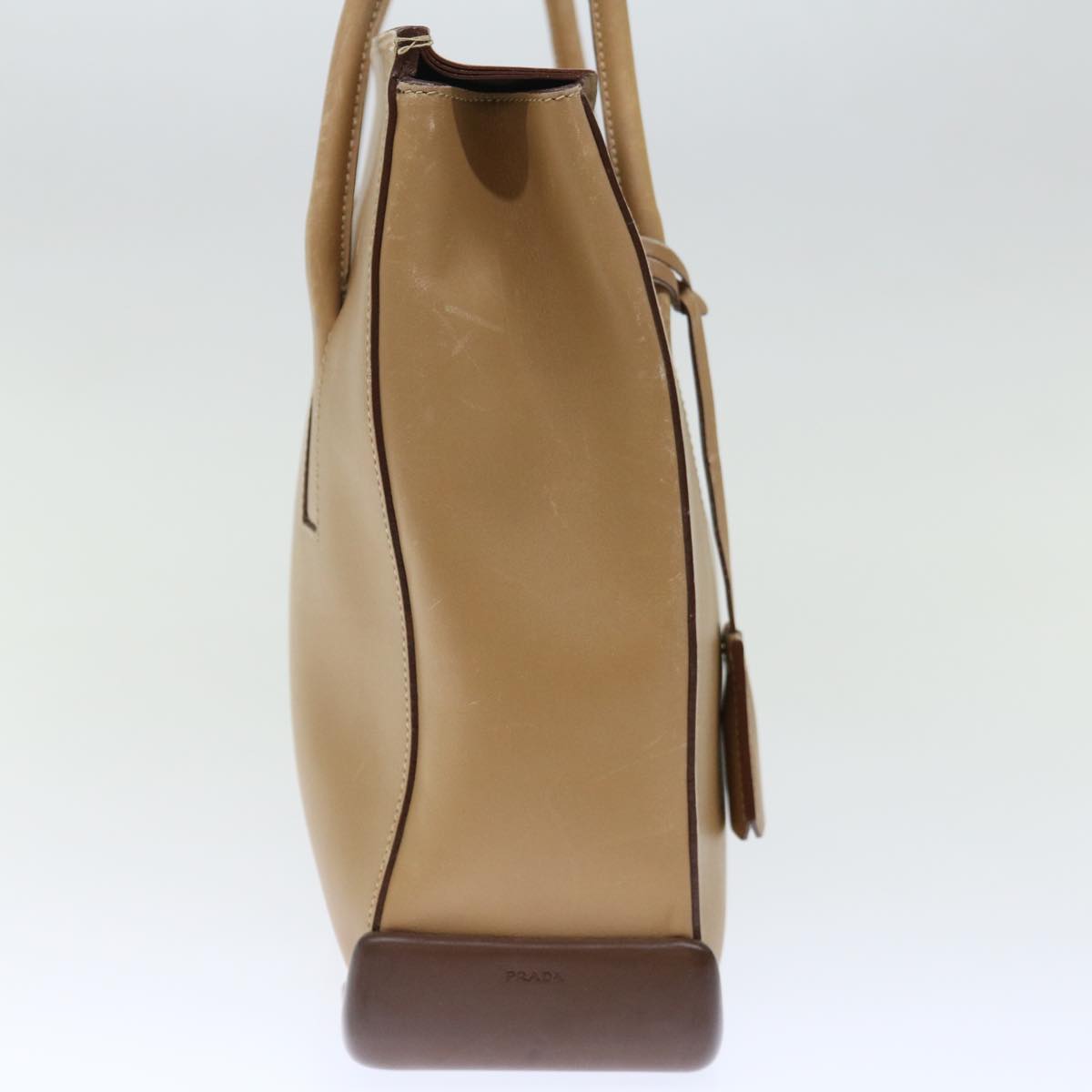 PRADA Shoulder Bag Leather Khaki 72013