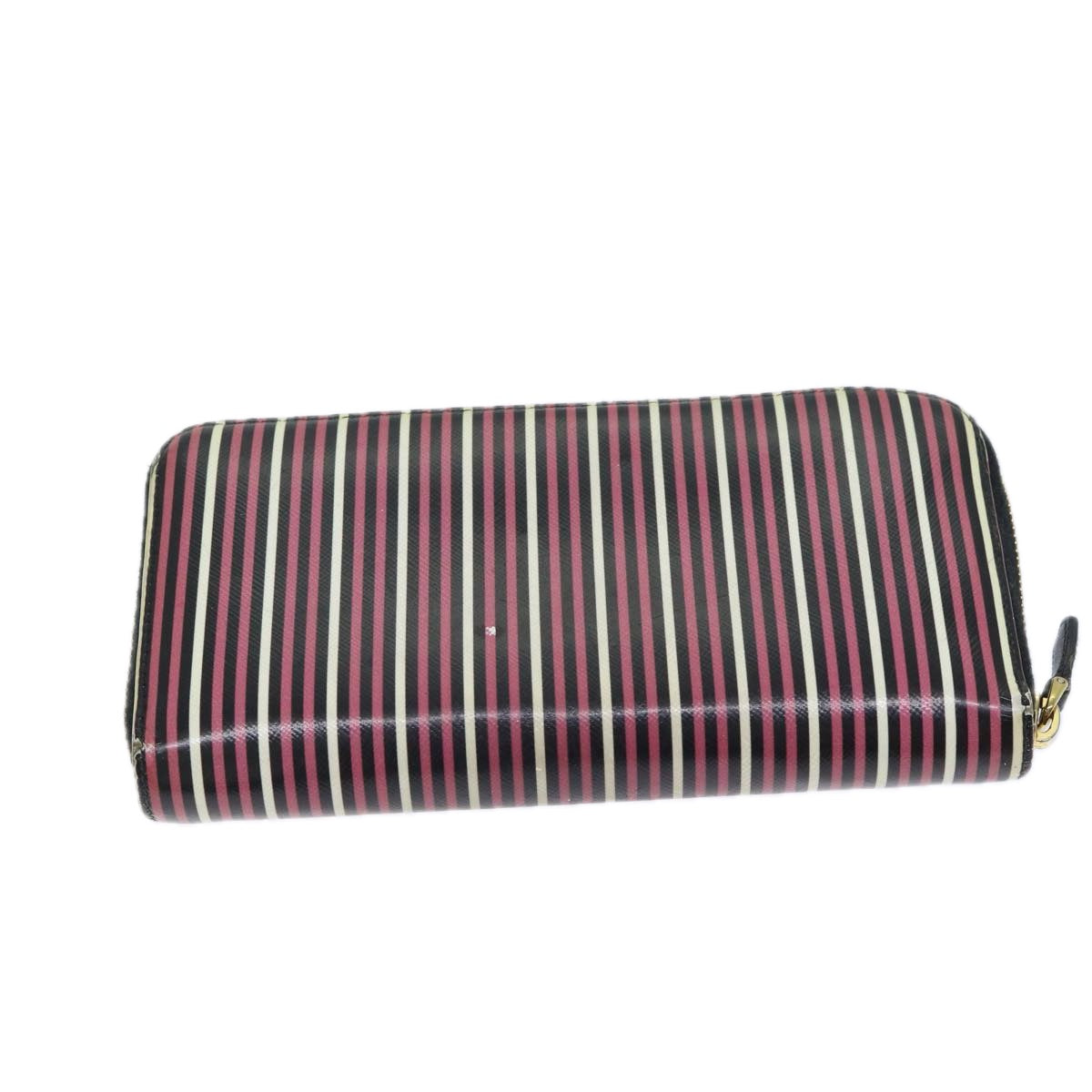 PRADA Long Wallet Leather Pink Black 72018