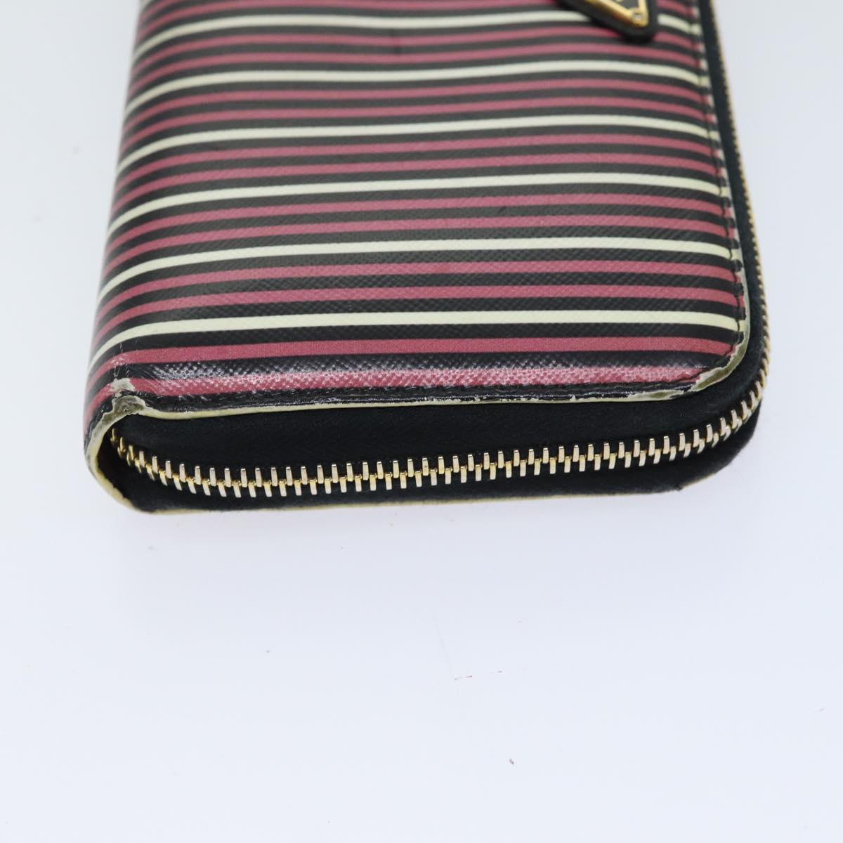 PRADA Long Wallet Leather Pink Black 72018