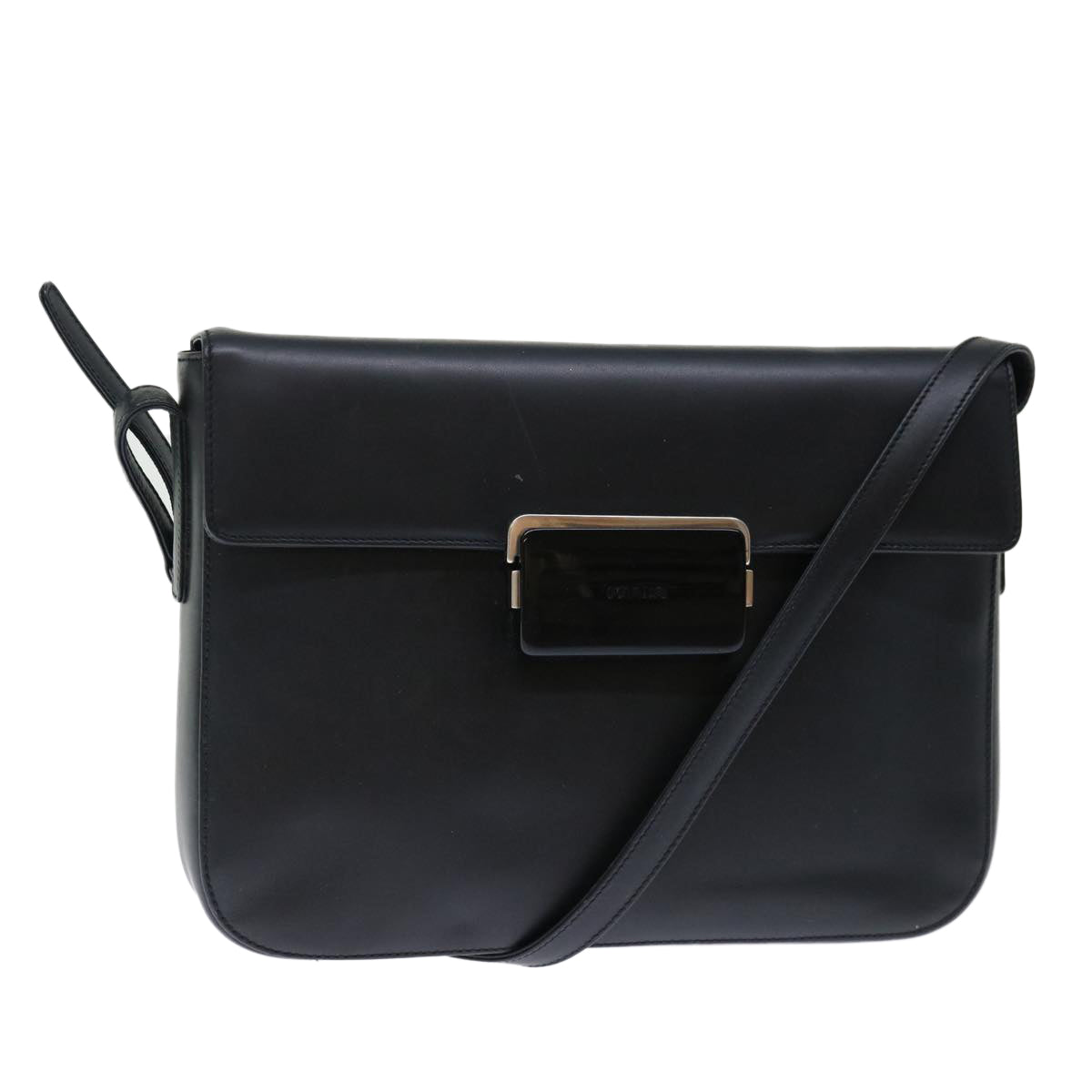 PRADA Shoulder Bag Leather Black 72022