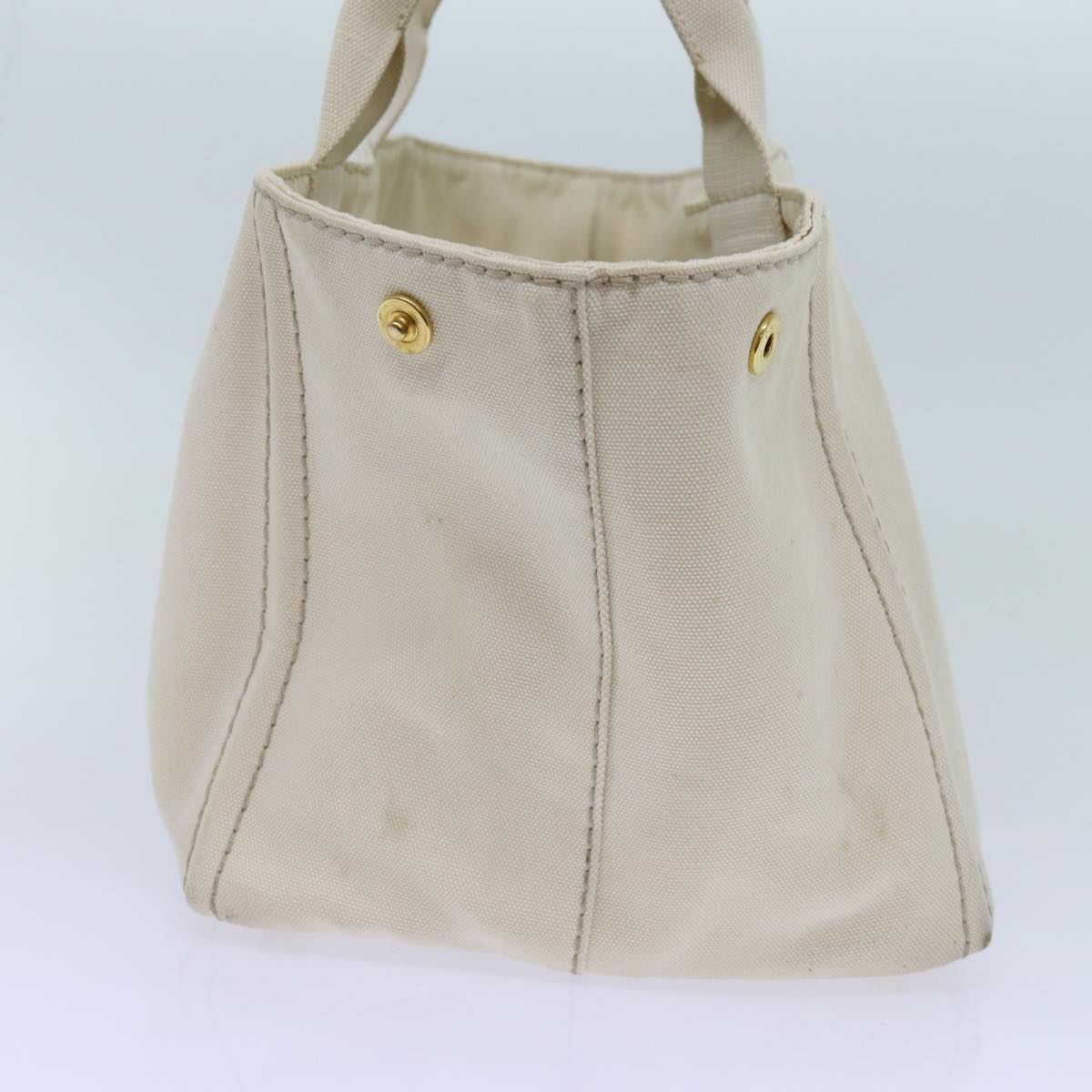 PRADA Canapa MM Hand Bag Canvas Beige 72023