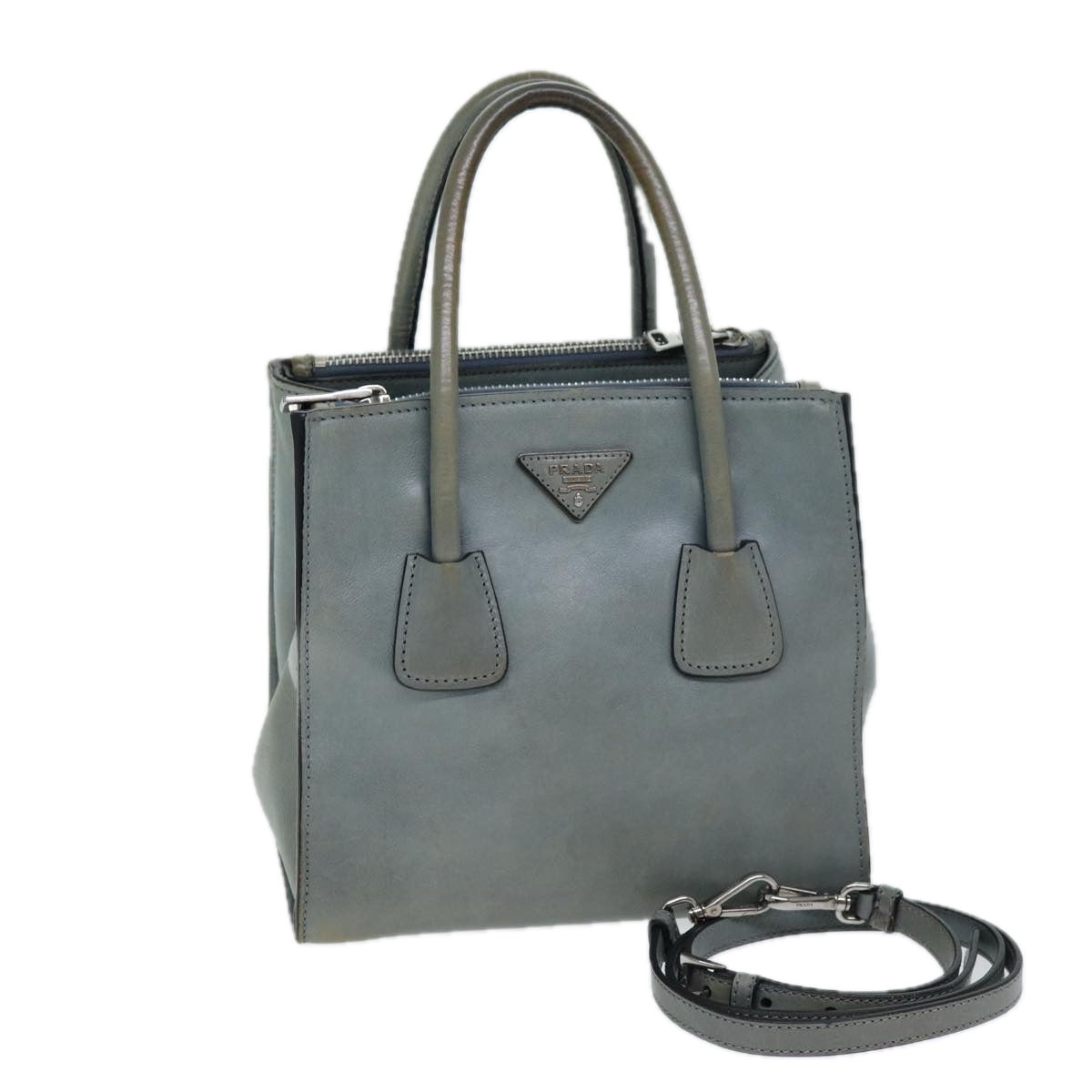 PRADA Hand Bag Leather 2way Gray 72026