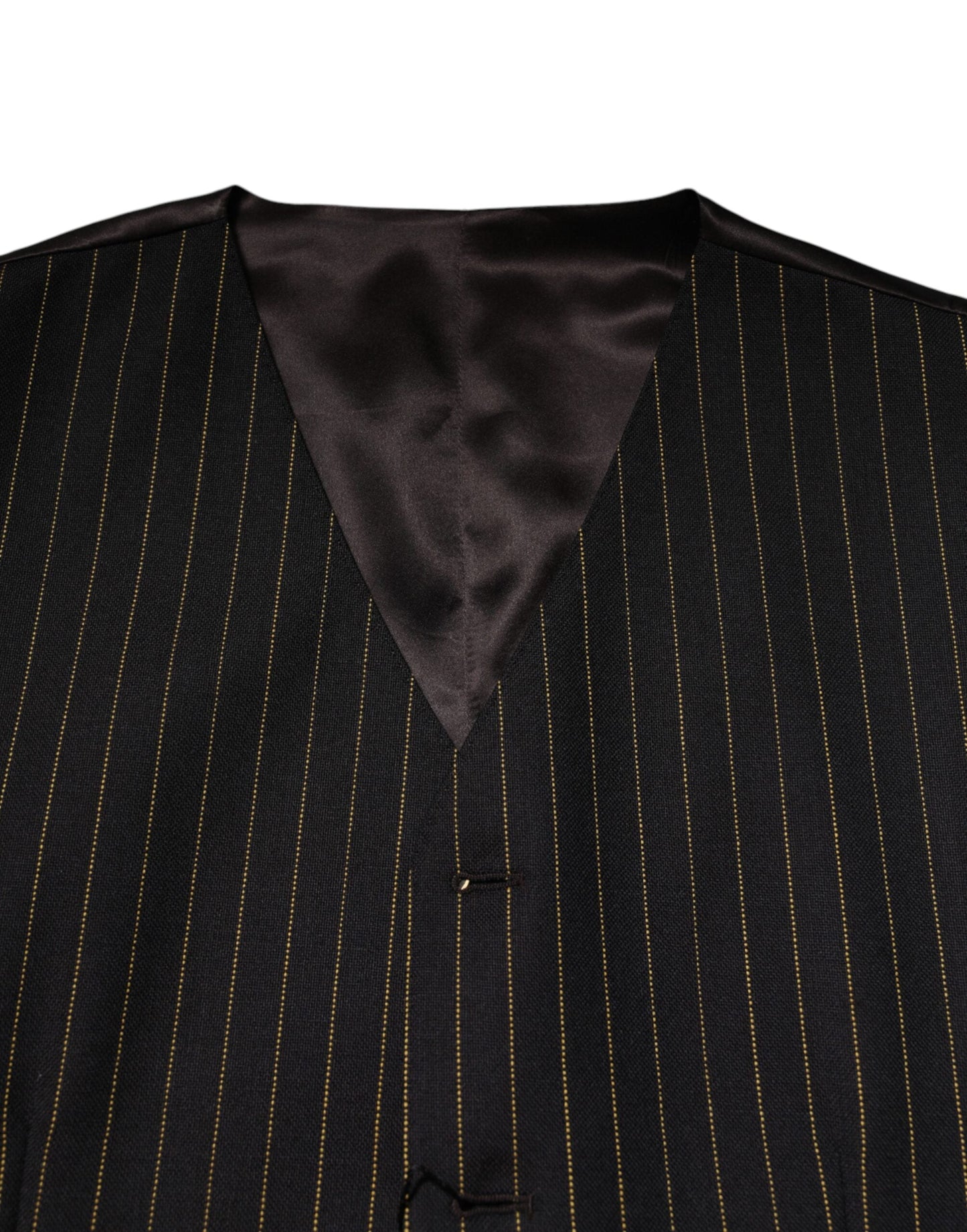Dolce & Gabbana Black Stripes Wool Formal Men Waistcoat Men's Vest