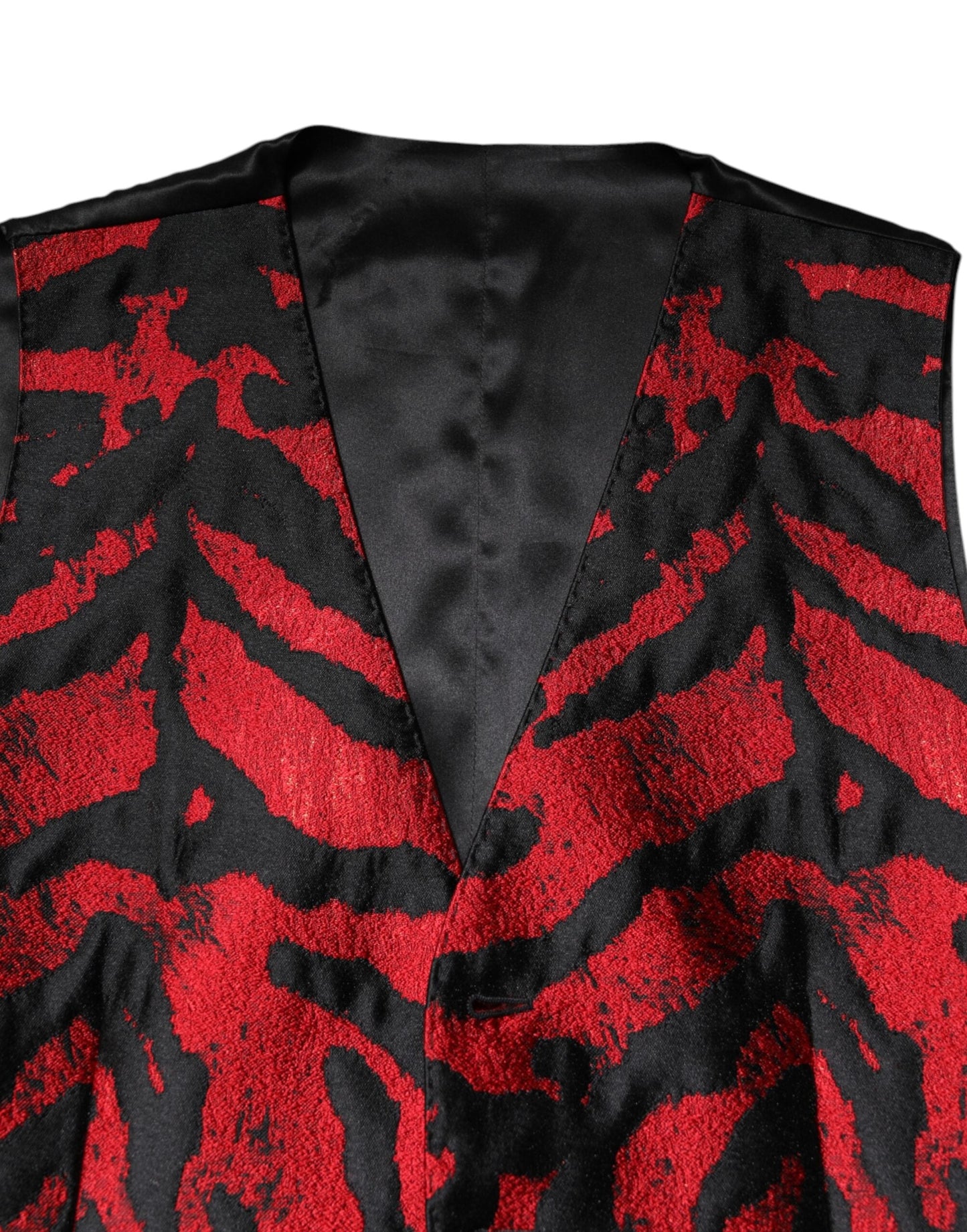 Dolce & Gabbana Red Black Stripe Dress Formal Waistcoat Men's Vest