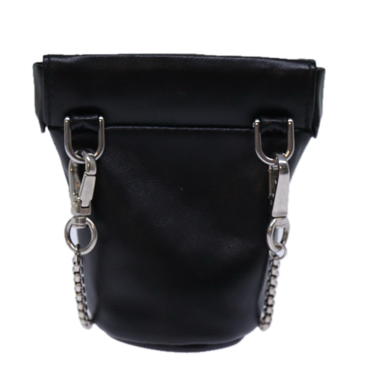 PRADA Chain Shoulder Pouch Leather Black 72105