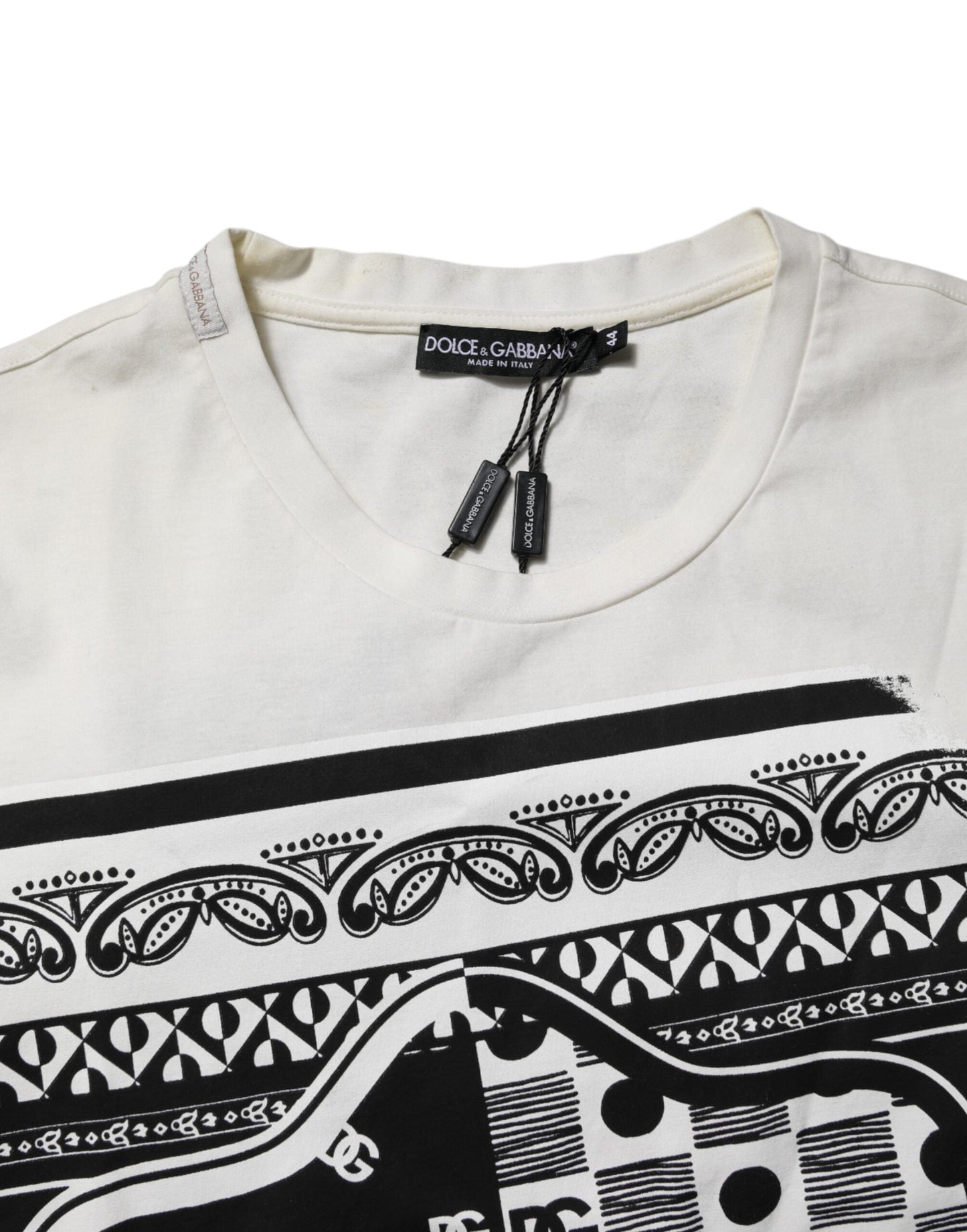 Dolce & Gabbana White Cotton Logo Bandana Print Men's T-shirt ()