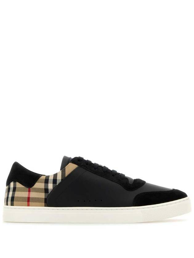 Burberry Checked Leather Suede Low Top Sneakers Black