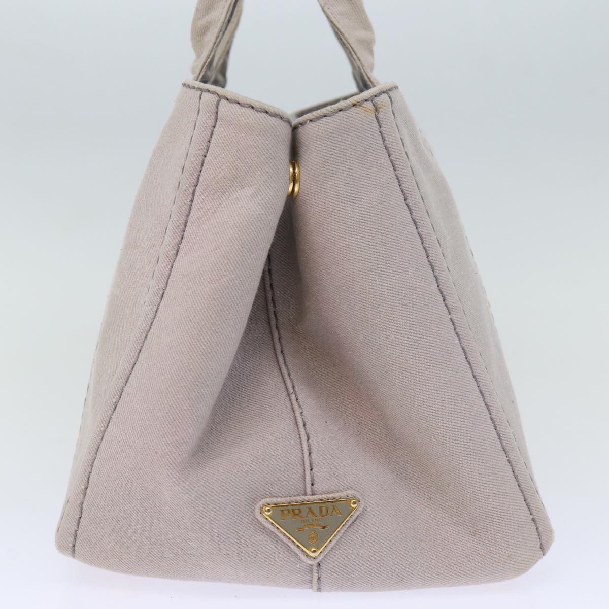 PRADA Canapa MM Hand Bag Canvas Gray 72288