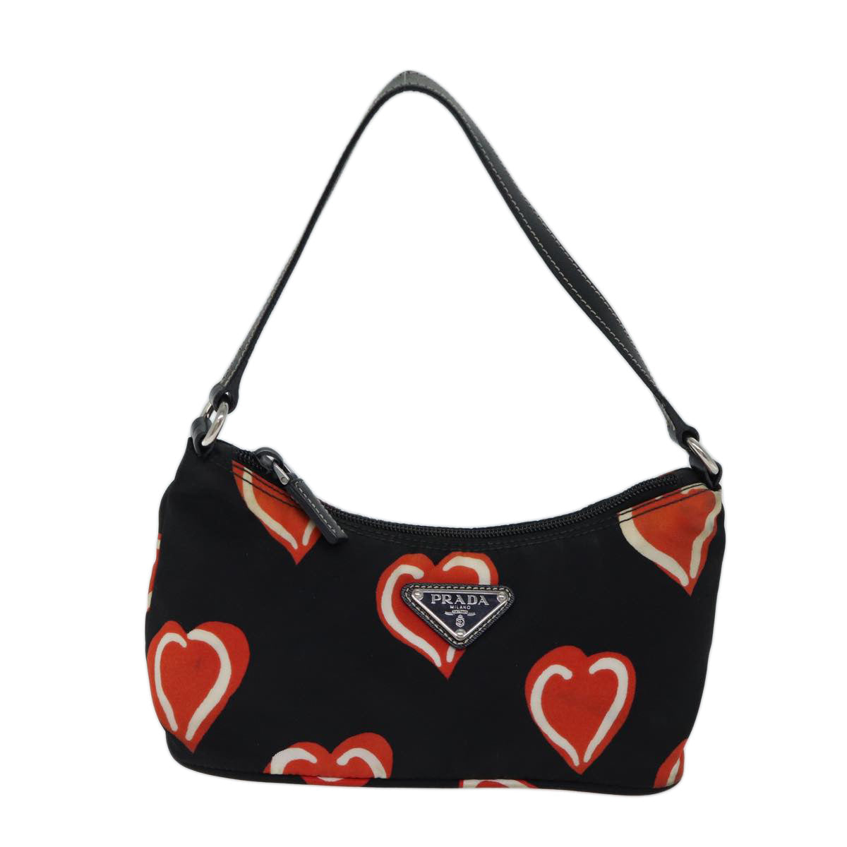 PRADA Heart Accessory Pouch Nylon Black 72463