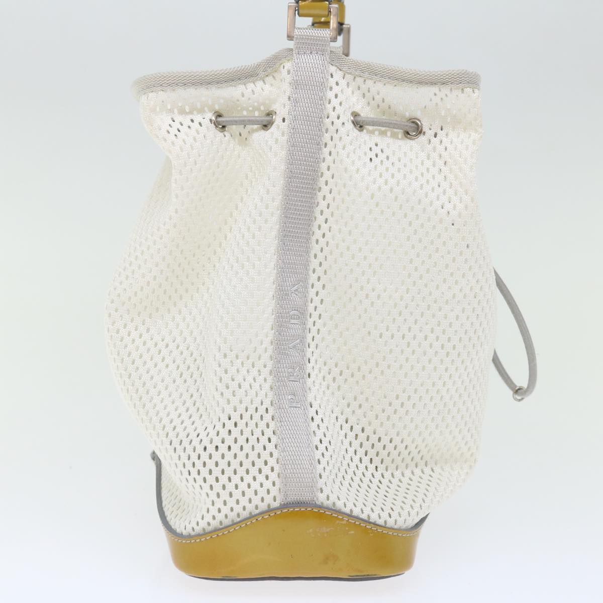 PRADA Mesh Shoulder Bag Nylon White Yellow 72589
