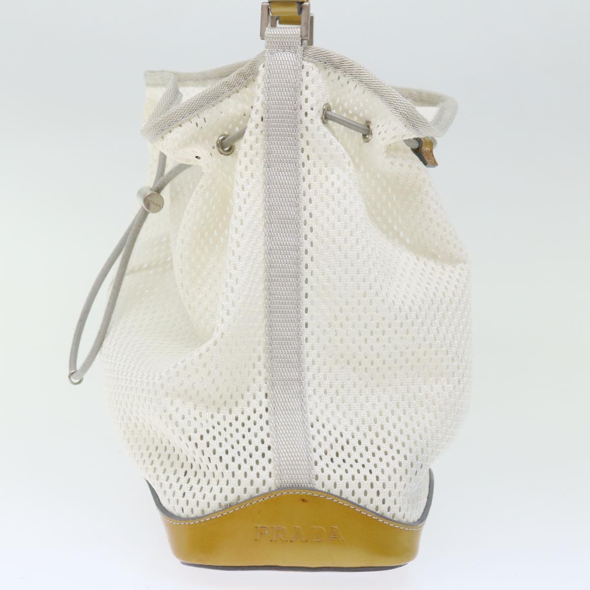 PRADA Mesh Shoulder Bag Nylon White Yellow 72589