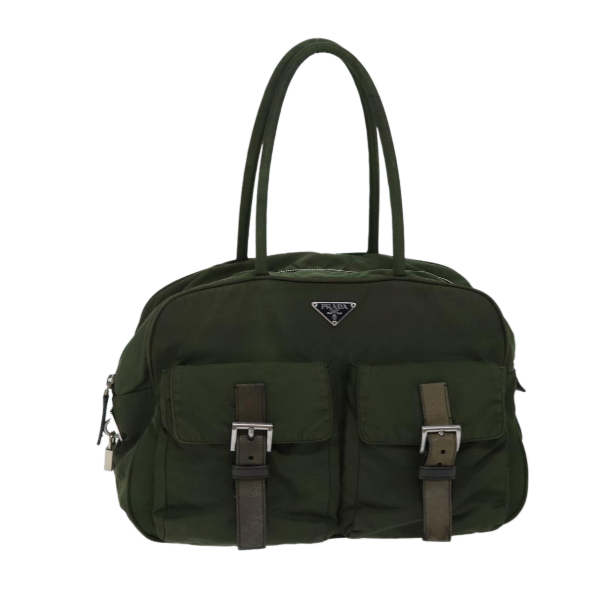 PRADA Hand Bag Nylon Khaki 72642