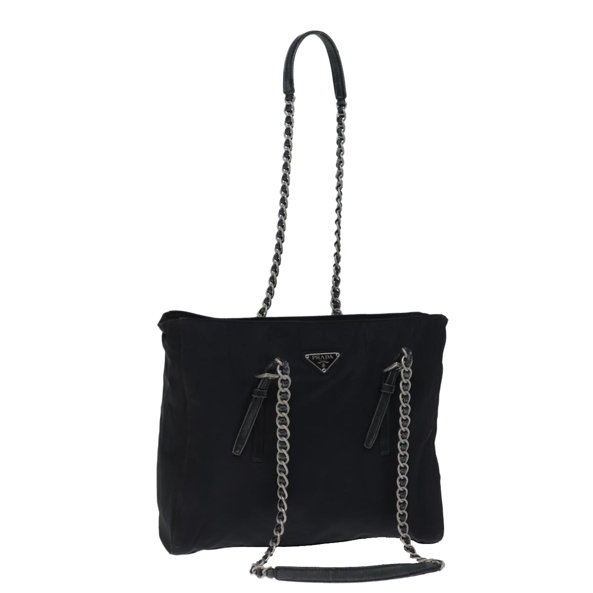PRADA Chain Shoulder Bag Nylon Black 72672