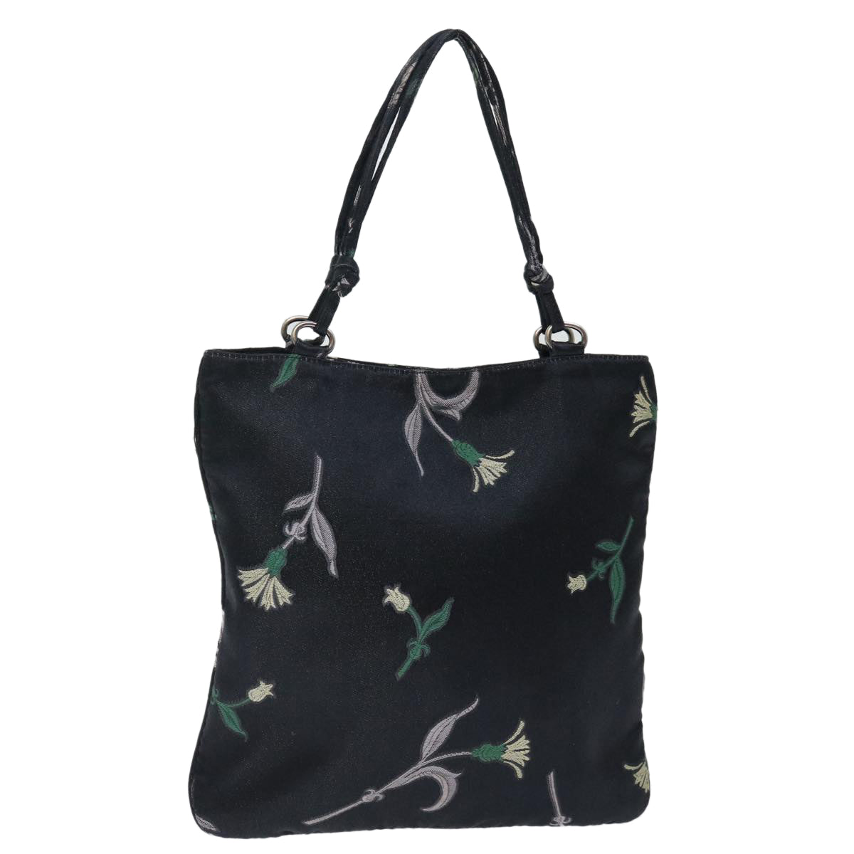 PRADA Hand Bag Satin Black 72682