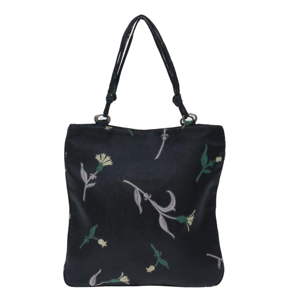 PRADA Hand Bag Satin Black 72682