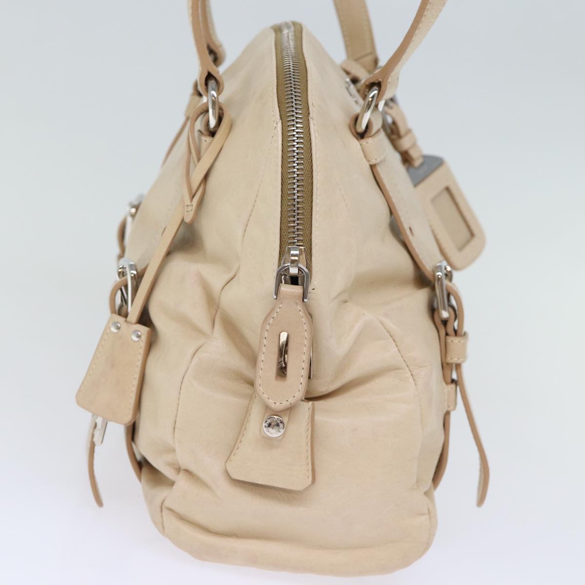 PRADA Shoulder Bag Leather Beige 72717