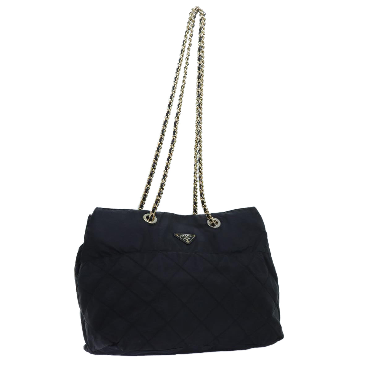 PRADA Quilted Chain Shoulder Bag Nylon Black 72772
