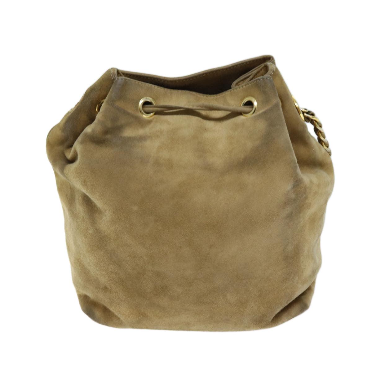 PRADA Chain Shoulder Bag Suede Beige 72855