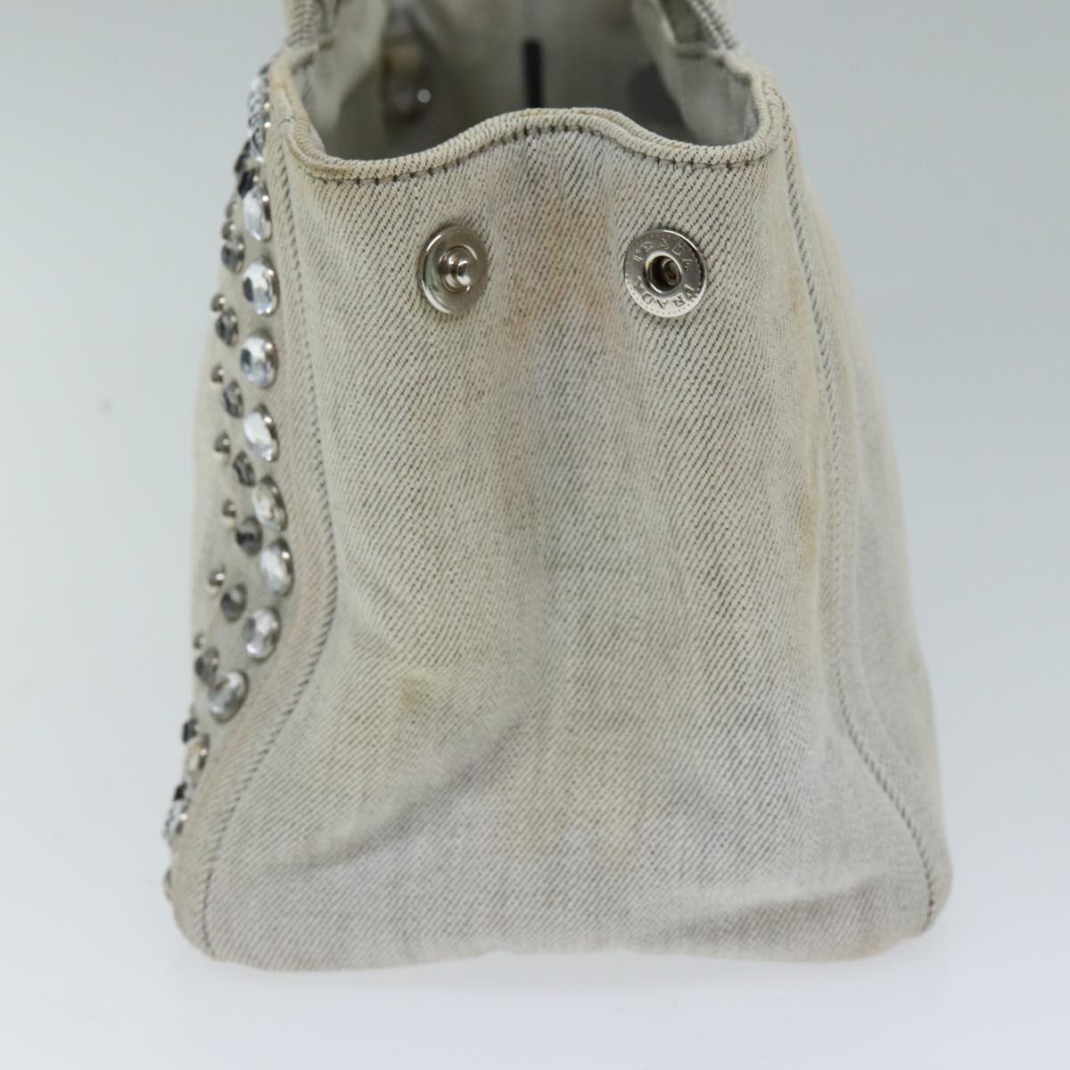PRADA Bijoux Canapa PM Hand Bag Canvas Gray 72884