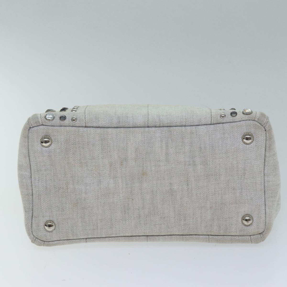 PRADA Bijoux Canapa PM Hand Bag Canvas Gray 72884