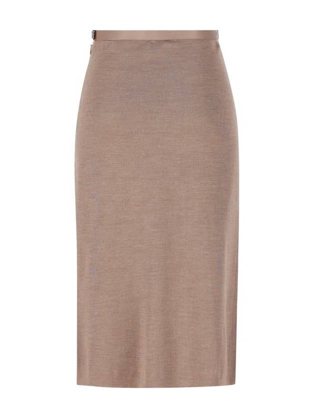Fendi Midi Wool H-Line Skirt Grey