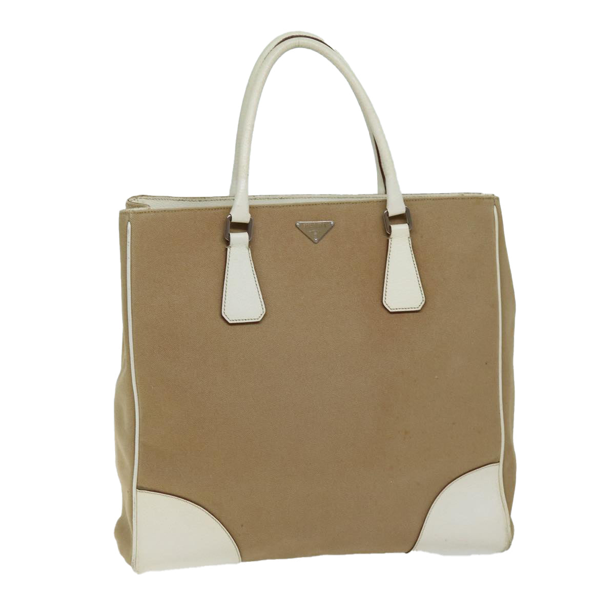 PRADA Tote Bag Canvas Beige 72961