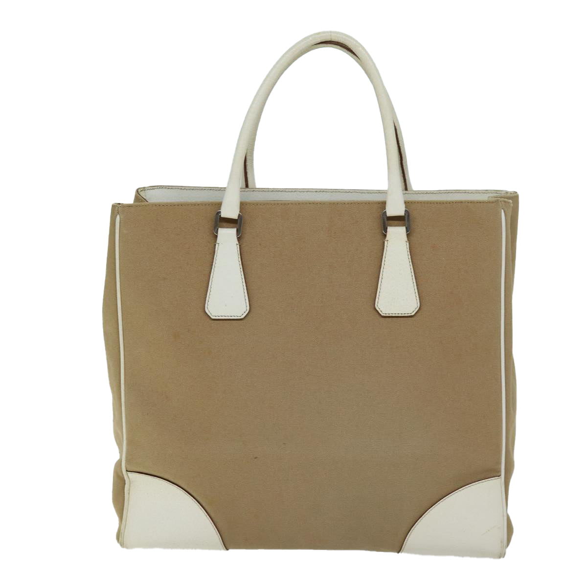 PRADA Tote Bag Canvas Beige 72961
