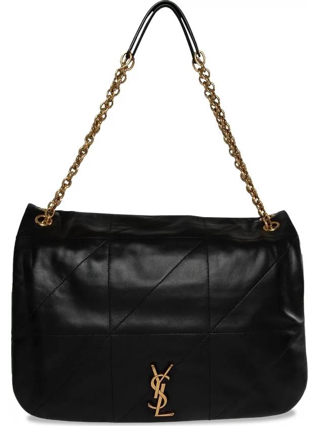 Saint Laurent Jamie Logo Plaque Leather Shoulder Bag Black