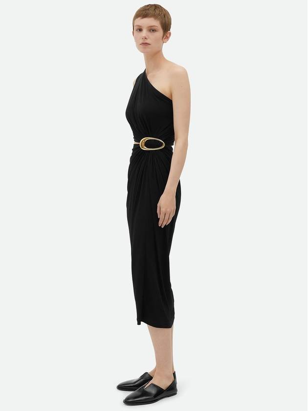 Bottega Veneta Crepe Viscose Jersey Midi Dress Black