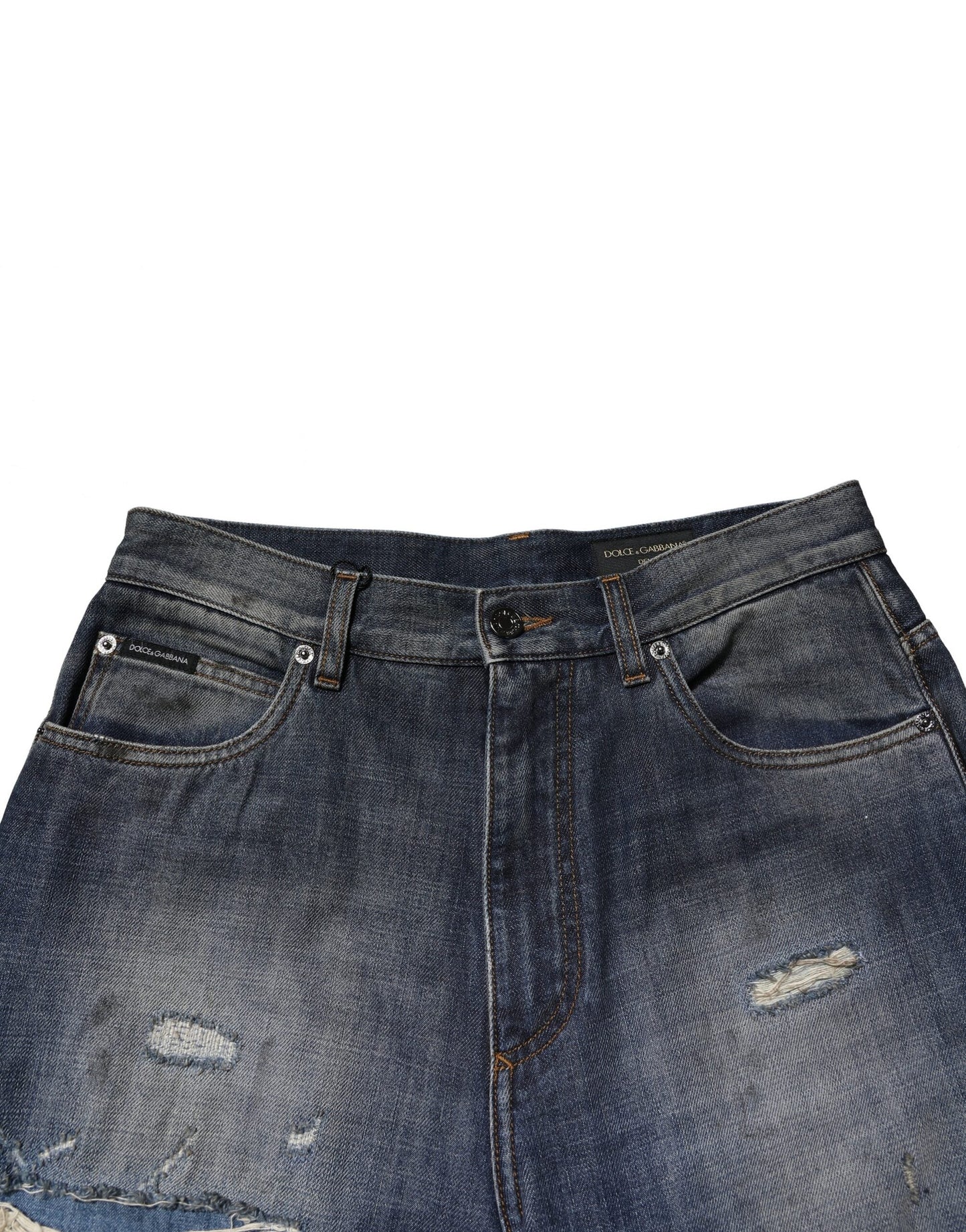 Dolce & Gabbana Blue Washed Tattered Cotton Men Men's Jeans ()